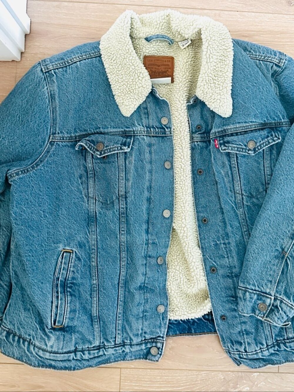 NUULY Levi's Premium Sherpa Lined Denim Trucker Jacket Size 2X
